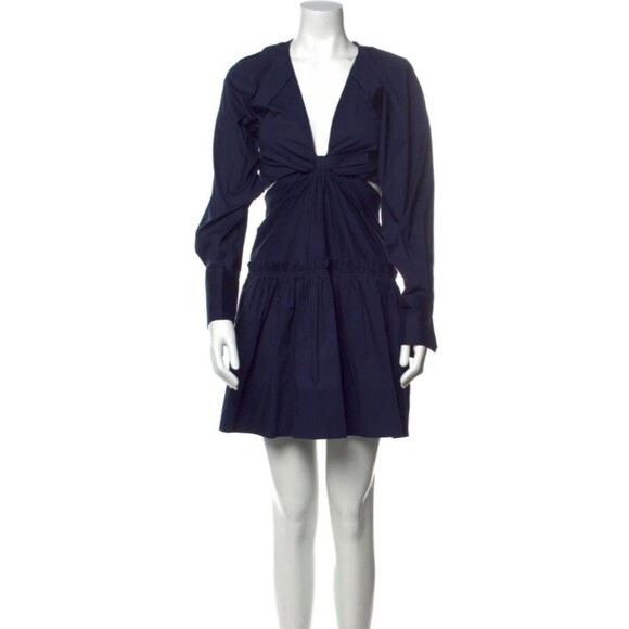 Jason Wu Cutout Cotton/Spandex Poplin Long Sleeve Mini Dress - Picture 1 of 16